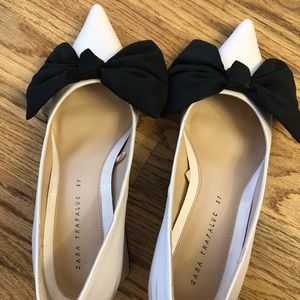 Zara cream with black bows heels